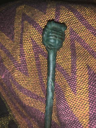 Ancient Greek Bronze Hair pin with Artemis Face (400 - 200 BCE) 4