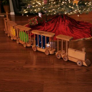 Vtg Large 6 ' Long Wooden Model Circus Train Set Handcrafted by The Woodworks Toy 11