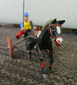 VINTAGE WIND UP MADE IN WEST GERMANY ARABIAN RACE HORSE & SULKY 7