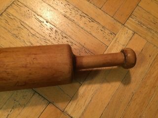 Mid 19th Century Shaker Maple Wood Rolling Pin W Extra Carved Out Handles 5