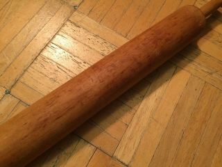 Mid 19th Century Shaker Maple Wood Rolling Pin W Extra Carved Out Handles 7