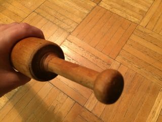 Mid 19th Century Shaker Maple Wood Rolling Pin W Extra Carved Out Handles 8