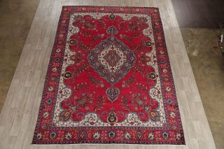 Traditional Persian Wool Area Rug Handmade Floral Oriental 9 x 13 Vintage Carpet 2