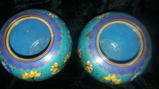 Pair Antique Chinese Cloisonne Lidded Vases Jars - Late 19th Early 20th Century 7