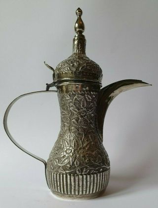 A Large Heavy Indian Persian Islamic Silver Ewer Jug 19th Century 753g