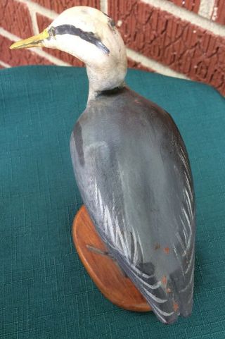 Vintage Peter Peltz Carved & Painted Wood Folk Art Bird - GREAT BLUE HERON 10