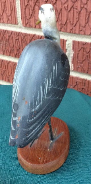 Vintage Peter Peltz Carved & Painted Wood Folk Art Bird - GREAT BLUE HERON 3