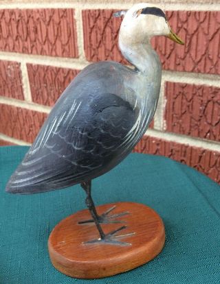 Vintage Peter Peltz Carved & Painted Wood Folk Art Bird - GREAT BLUE HERON 4