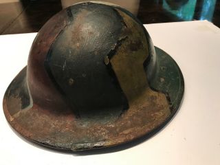 Wwi Us Army Camo Painted Helmet Complete With Liner And Chinstrap.