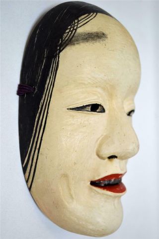 Wooden Japanese Traditional Noh Mask Shakumi Demon Kagura Kabuki Bugaku Samurai