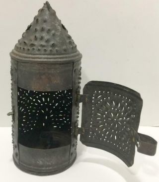 Rare Vtg/antq C1850 Swedish Scandinavian Pierced Tin Lantern