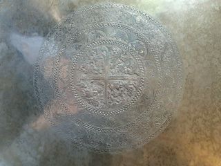 A large heavy Indian Persian Islamic silver tray 19th century 1027g 3