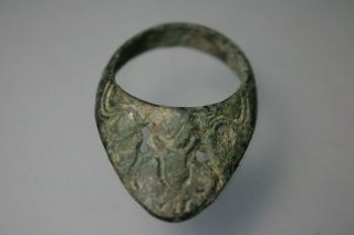 Unique Roman Bronze Archer`s Legionary Ring Vii 1st - 4th Century Ad