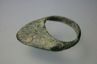 Unique Roman Bronze Archer`S Legionary Ring VII 1st - 4th Century AD 2
