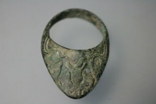 Unique Roman Bronze Archer`S Legionary Ring VII 1st - 4th Century AD 4