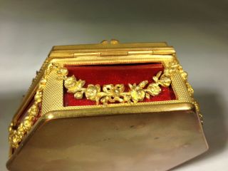 Antique French Gilt Bronze Guilloche Casket Box With Enamel Miniature Painting 11
