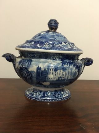 Antique Blue And White Porcelain Flow Blue Bowl