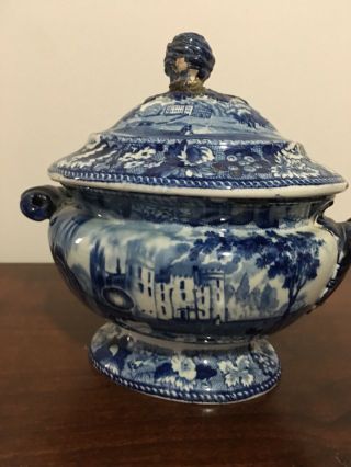 Antique blue and white porcelain Flow Blue Bowl 2