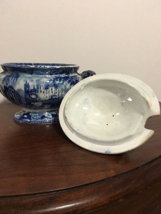 Antique blue and white porcelain Flow Blue Bowl 3
