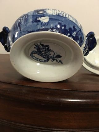 Antique blue and white porcelain Flow Blue Bowl 5
