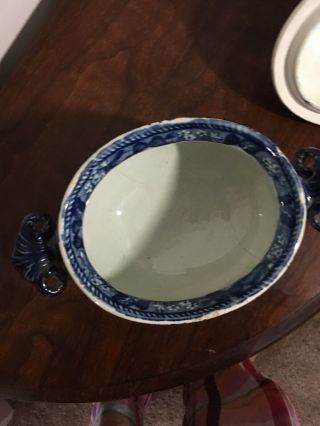 Antique blue and white porcelain Flow Blue Bowl 7