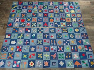 Fabulous FOLK ART Vintage QUILT TOP 156 Unique Designs Americana Primitive FOLKY 2