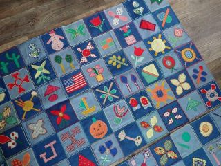 Fabulous FOLK ART Vintage QUILT TOP 156 Unique Designs Americana Primitive FOLKY 7