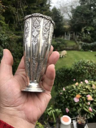 Antique Islami Persian Solid Silver Vase Mark 84 Similer To Russian By Parvaresh 2