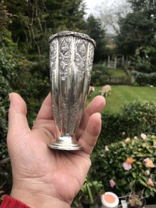 Antique Islami Persian Solid Silver Vase Mark 84 Similer To Russian By Parvaresh 3
