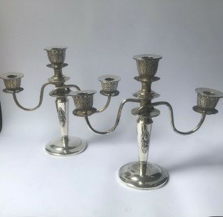 A Large Heavy Thai Stirling Silver Candlesticks,  1614g Not Scrap