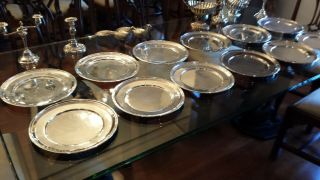 8550g Sterling Silver Nobiliary Large 30cm Shallow Stepped Dishes Set12 Items