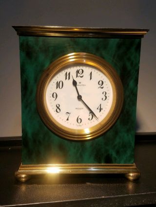 Vintage Hamilton Solid Brass Shelf Mantle Clock Electronic Swiss Repair Rare