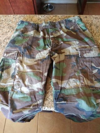 Us Military Woodland Camo Pants Trouser Large Regular Vtg