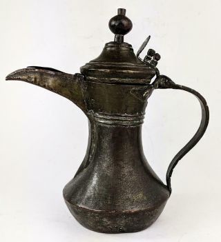 ISLAMIC ARABIC Antique TINNED COPPER COFFEE POT / DALLAH 9.  6 INCHES 4