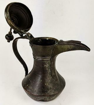 ISLAMIC ARABIC Antique TINNED COPPER COFFEE POT / DALLAH 9.  6 INCHES 7