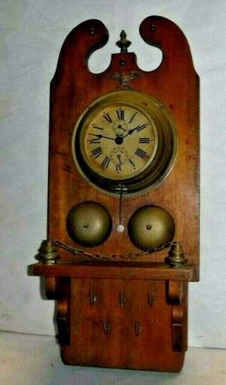 RARE UNUSUAL PETER UHREN GERMAN KEY - HOLDER ALARM CLOCK 2 BELL 3