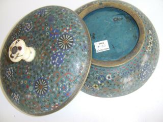 Old Cloisonne Bowl Chinese Japanese Interest - Good Sized Lidded Bowl Not Small