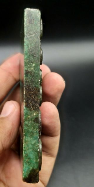 Very Ancient Green Nephrite Stone Antique Chinse History Craved Tile Pendent 3