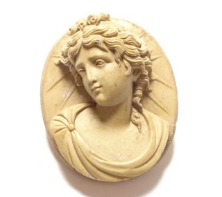 Stunning Antique Victorian Italian Carved Lava Cameo For Re - Setting