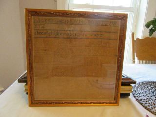 Antique Primitive Alphabet Sampler 1840s Framed Art Stitchery