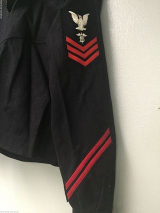 WW II era US NAVY Cracker Jack Blue Wool Pullover Shirt Uniform Naval Top NAMED 2