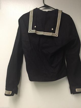 WW II era US NAVY Cracker Jack Blue Wool Pullover Shirt Uniform Naval Top NAMED 3