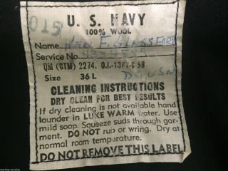 WW II era US NAVY Cracker Jack Blue Wool Pullover Shirt Uniform Naval Top NAMED 4