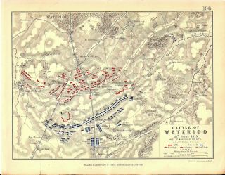 Map - Battle Of Waterloo 18 June 1815 - Morning