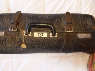 vintage alligator suitcase in pristine with key 3