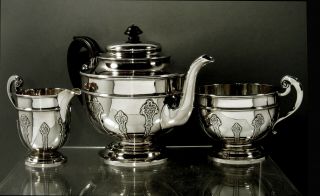 English Sterling Tea Set 1901 Queen Anne Manner 3