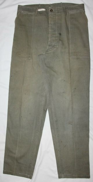 Korean War Era Hbt Combat Field Trousers With Modifications,  34 X 33
