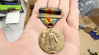 Wwi Us Army Victory Medal With Transport Bar Full Wrapped Brooch