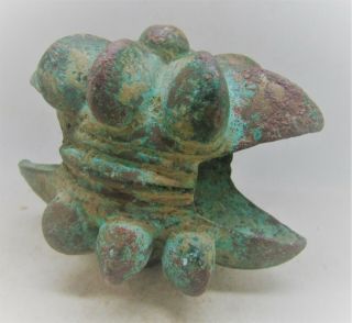 Circa 1000bc Ancient Luristan Bronze Mace Head Bird Form Authentic Battle Object