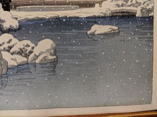 1951 Kawase Hasui Japanese Woodblock Print Snow at Ginkakuji Temple 7